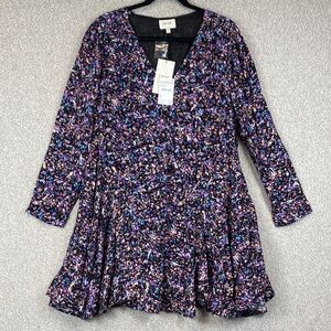 Joie colorful mini/midi dress 1X purple confetti print boho whimsigoth cottage